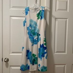 Calvin Klein white and blue floral dress. Size 6